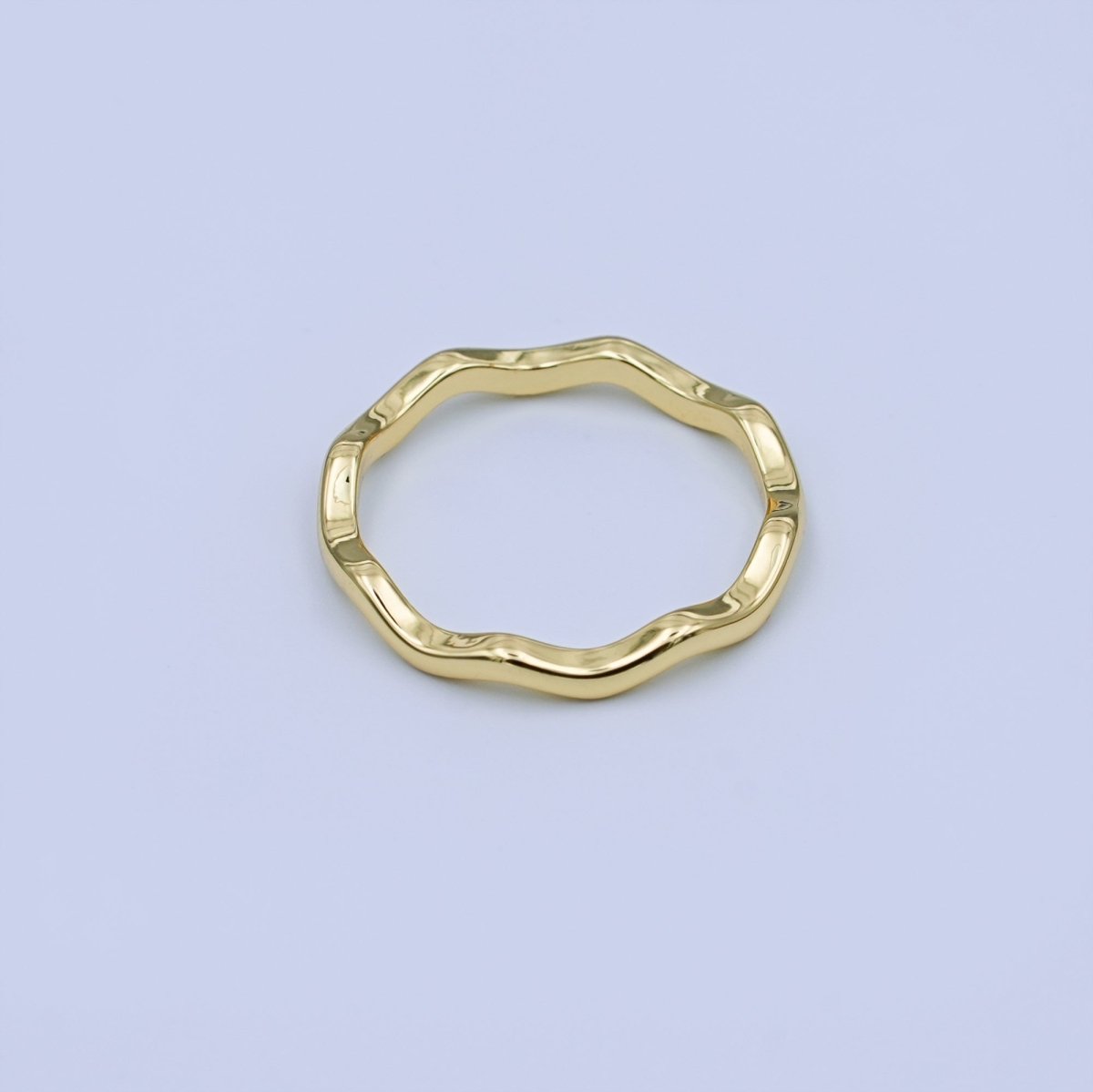 24K Gold Filled Minimalist Wave Band Ring | O850 - DLUXCA
