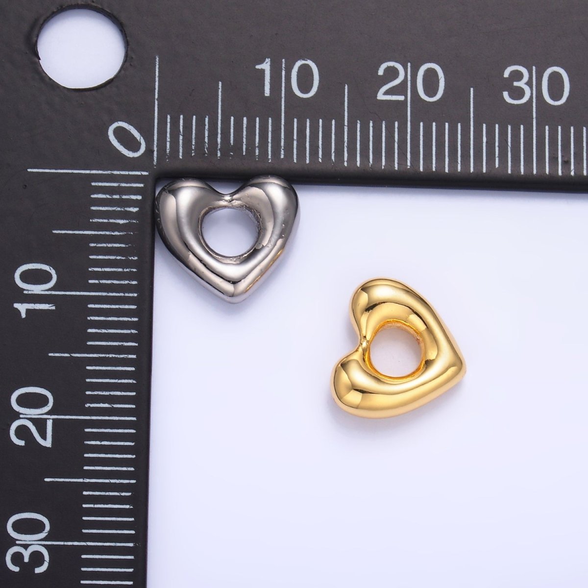 24K Gold Filled Molten Heart Bead in Gold & Silver | B207