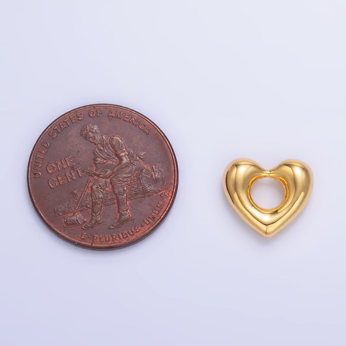 24K Gold Filled Molten Heart Bead in Gold & Silver | B207
