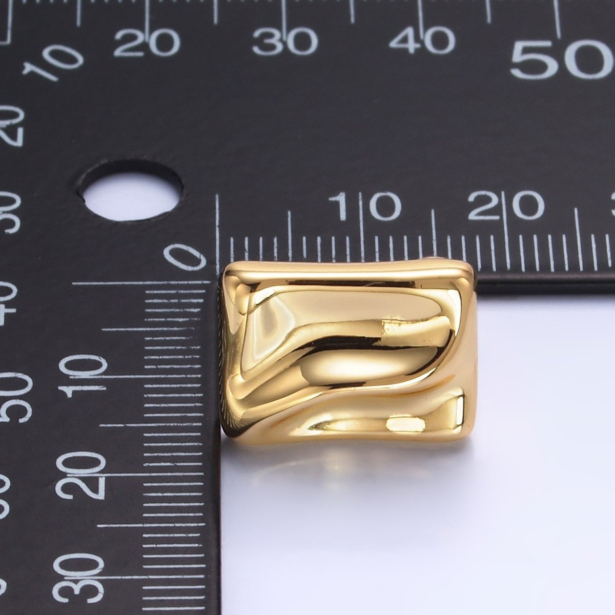 24K Gold Filled Molten Rectangular Stud Earrings in Gold & Silver | AB794 AB795