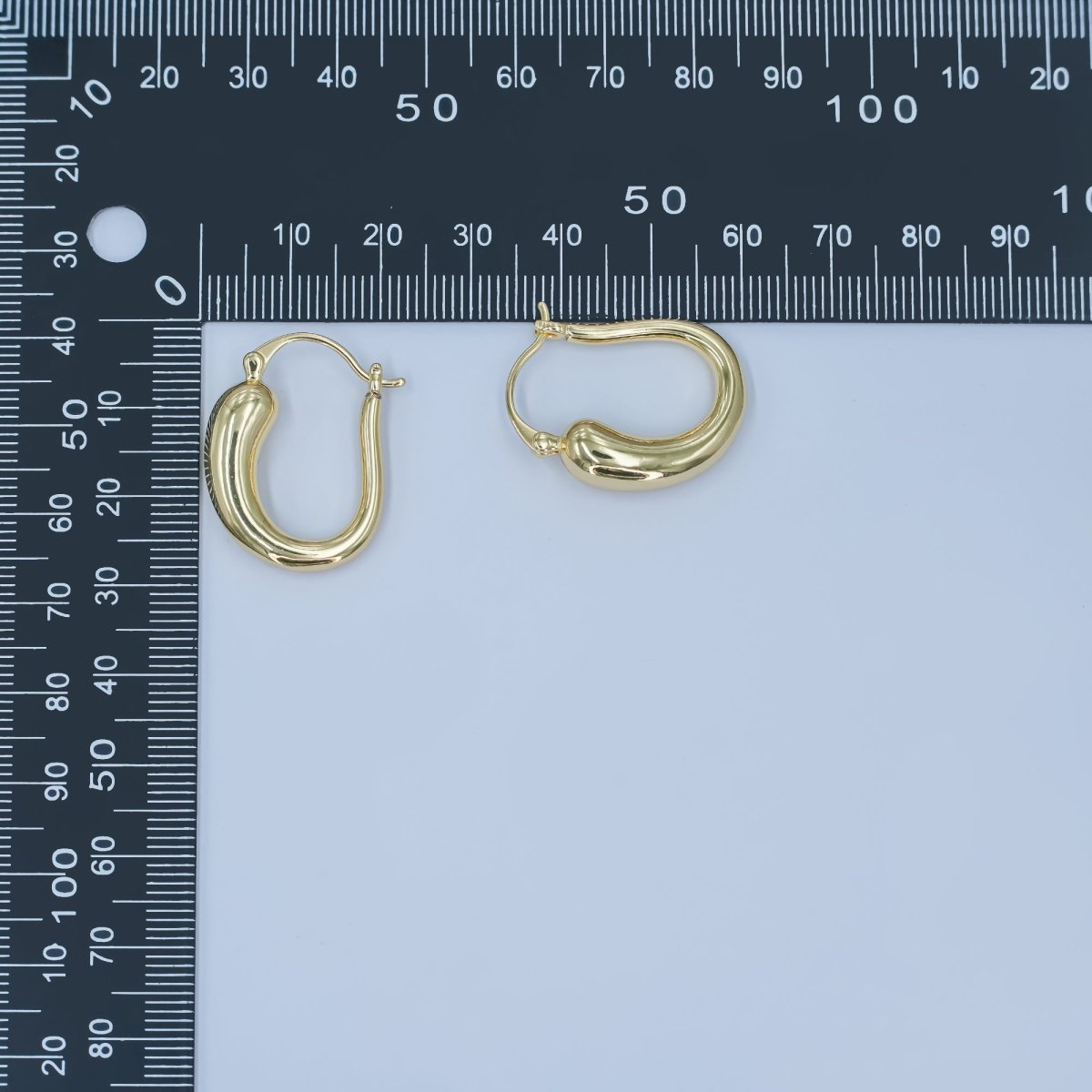 24K Gold Filled Molten U - Shaped Latch Hoop Earrings | AD1207 - DLUXCA