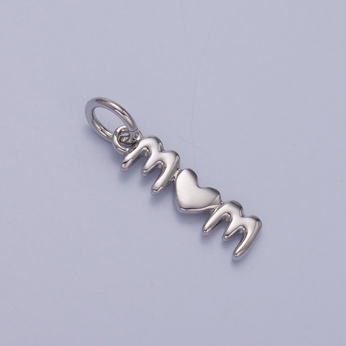 24K Gold Filled "MOM" Heart Script Charm in Gold & Silver | W789