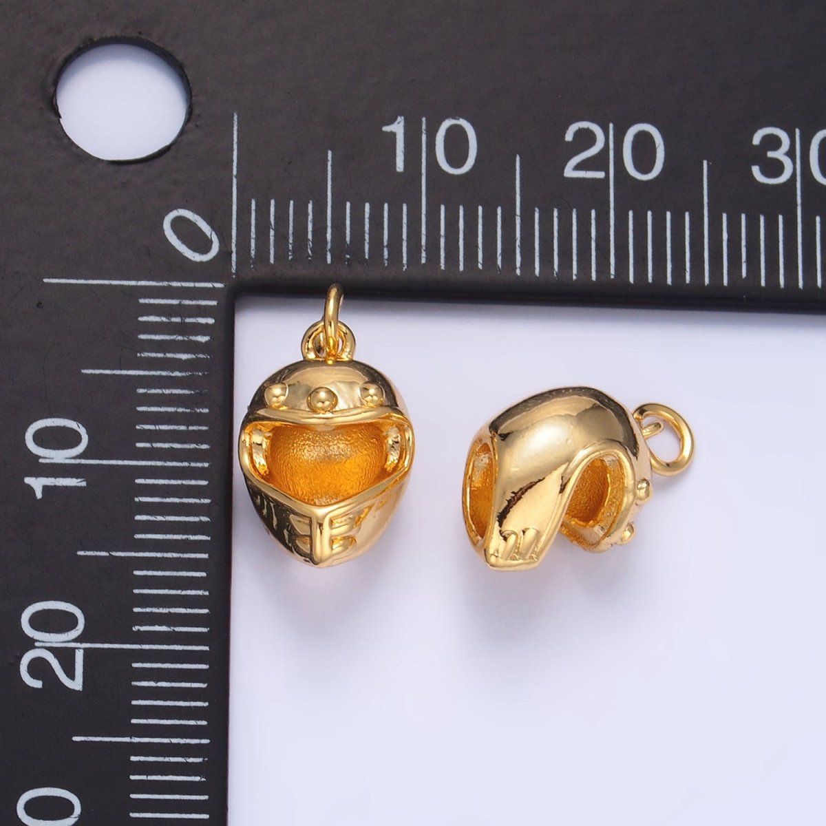 24K Gold Filled Motorcycle Helmet Multidimensional 3D Charm | W134