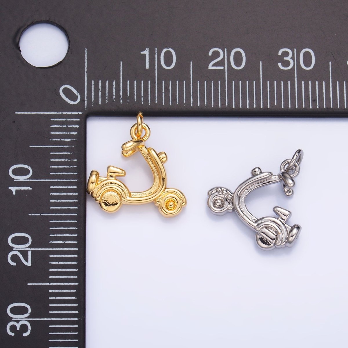 24K Gold Filled Motorcycle Scooter Bike Vehicle Multidimensional 3D Charm in Gold & Silver | W315