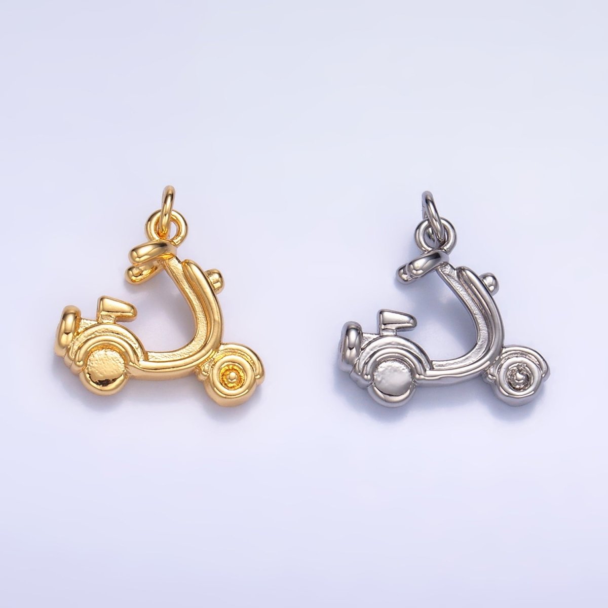24K Gold Filled Motorcycle Scooter Bike Vehicle Multidimensional 3D Charm in Gold & Silver | W315
