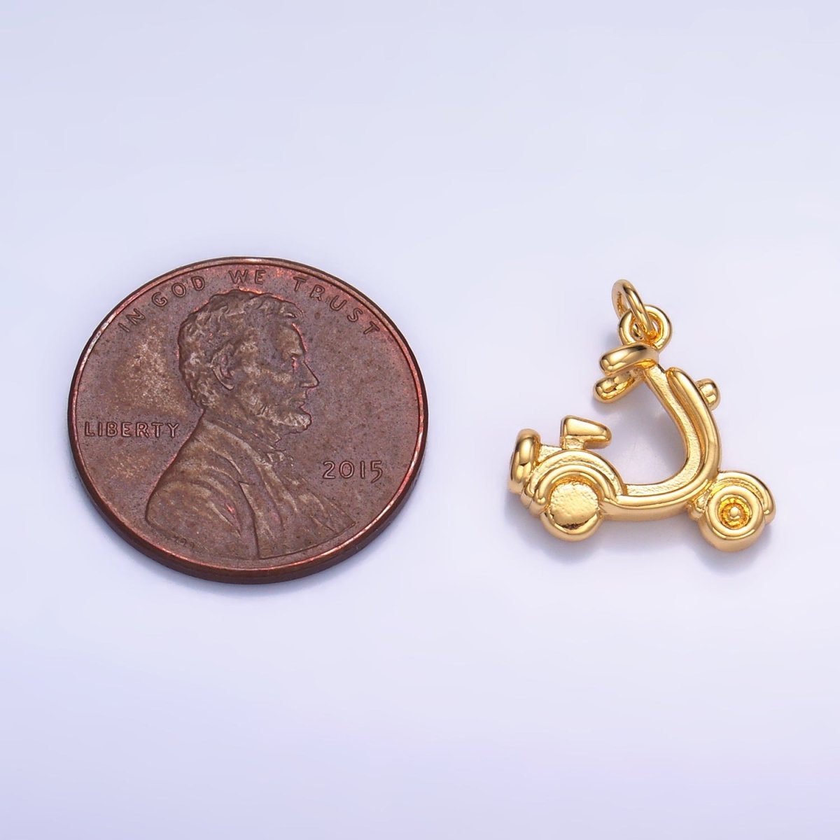 24K Gold Filled Motorcycle Scooter Bike Vehicle Multidimensional 3D Charm in Gold & Silver | W315