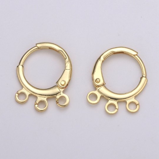 24K Gold Filled Multi loop Connector Open Link Earring Component, Earring Chandelier for Charm 2,3,4,5 hole Open Link Lever Back Earring K-642 K-668 K-706 K-731
