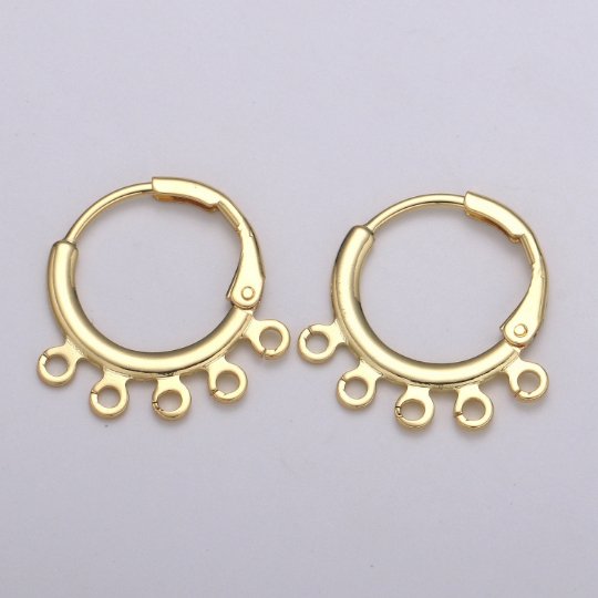 24K Gold Filled Multi loop Connector Open Link Earring Component, Earring Chandelier for Charm 2,3,4,5 hole Open Link Lever Back Earring K-642 K-668 K-706 K-731