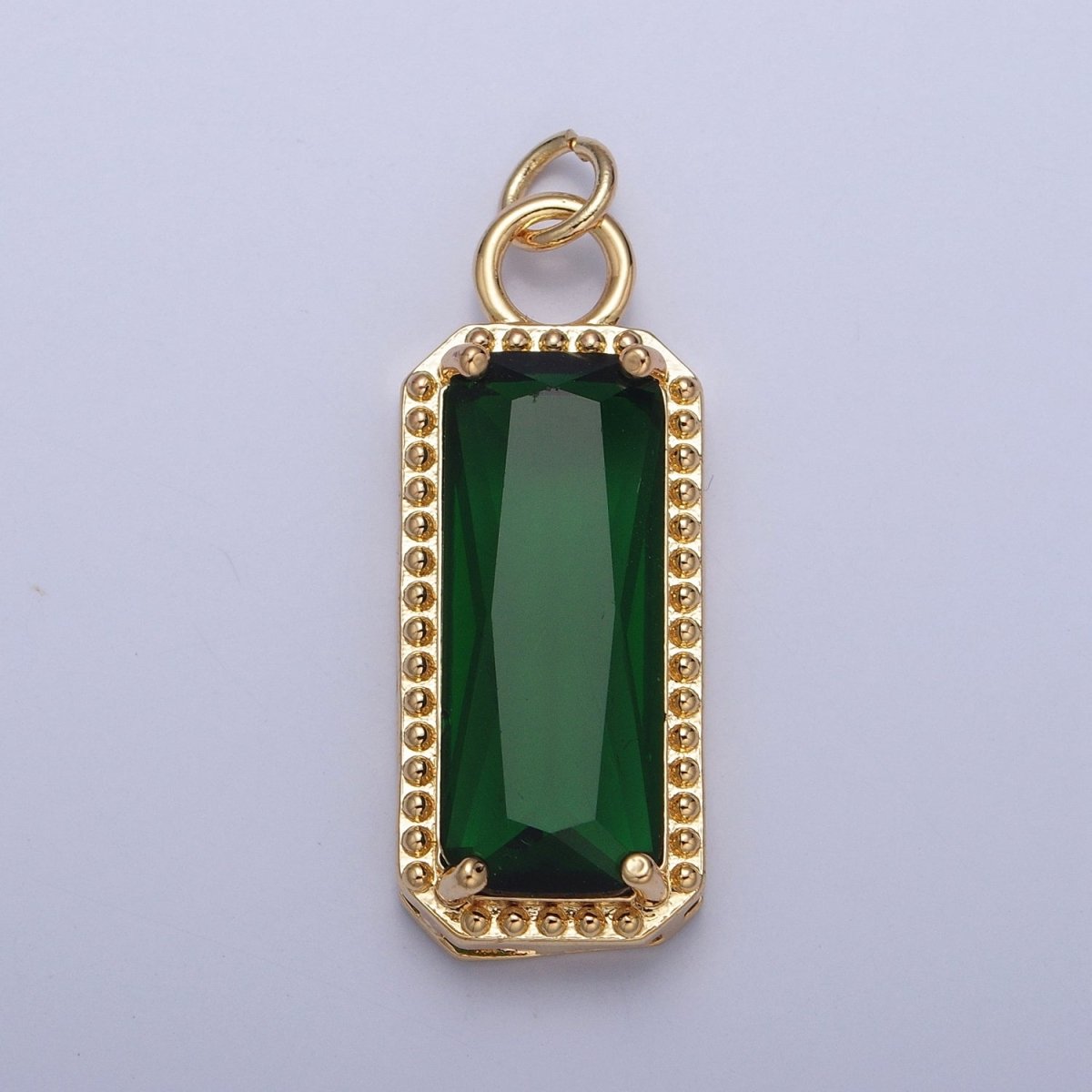 24K Gold Filled Multicolor Baguette Cubic Zirconia Beaded Charm For Jewelry Making X042-X049