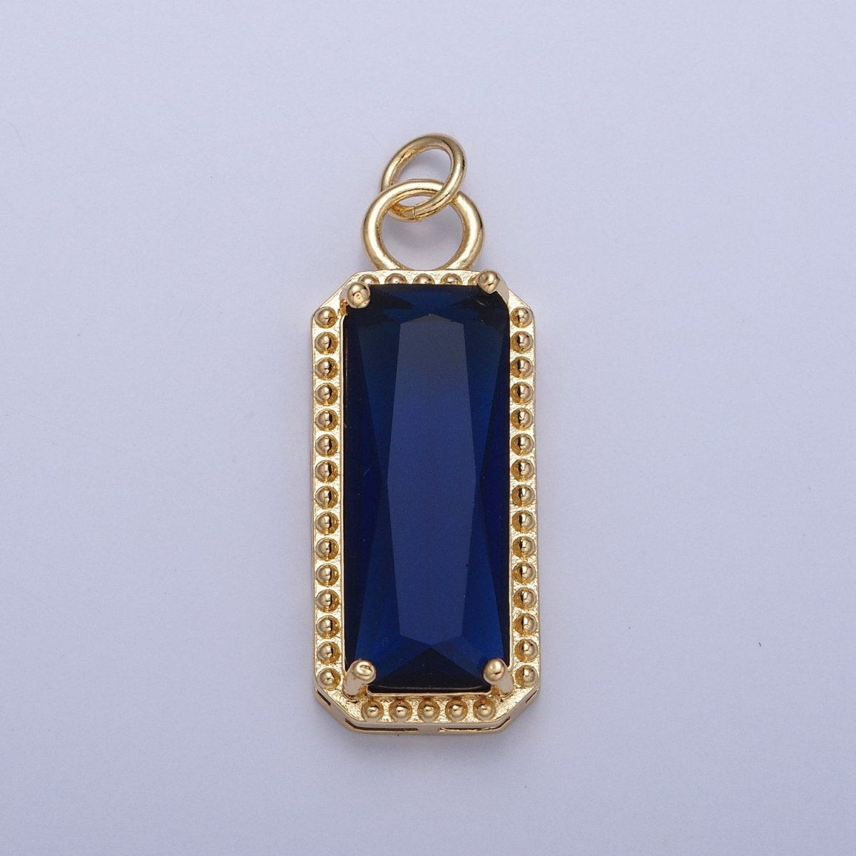 24K Gold Filled Multicolor Baguette Cubic Zirconia Beaded Charm For Jewelry Making X042-X049