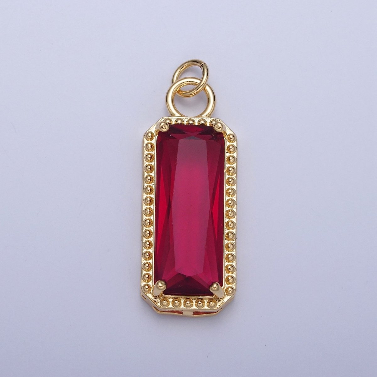 24K Gold Filled Multicolor Baguette Cubic Zirconia Beaded Charm For Jewelry Making X042-X049