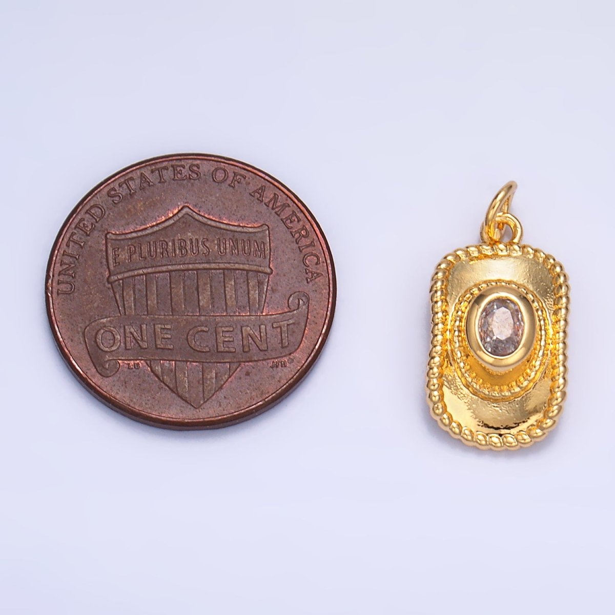 24K Gold Filled Multidimensional 3D Clear CZ Cowboy Hat Charm in Gold & Silver | W367