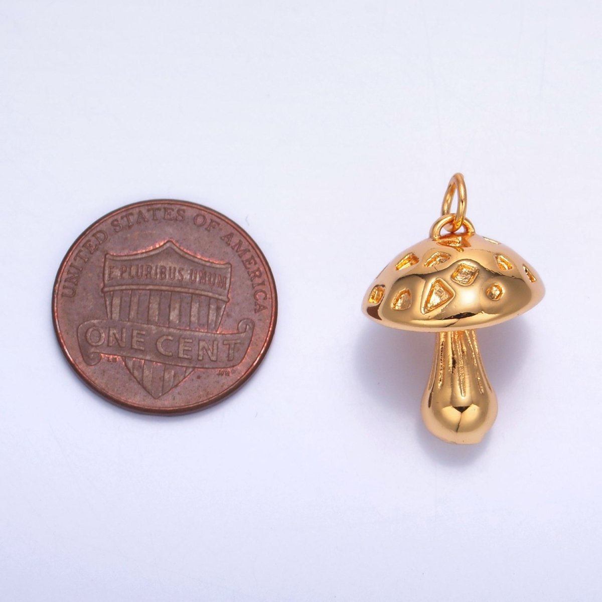 24K Gold Filled Multidimensional 3D Mushroom Charm | W260 - DLUXCA