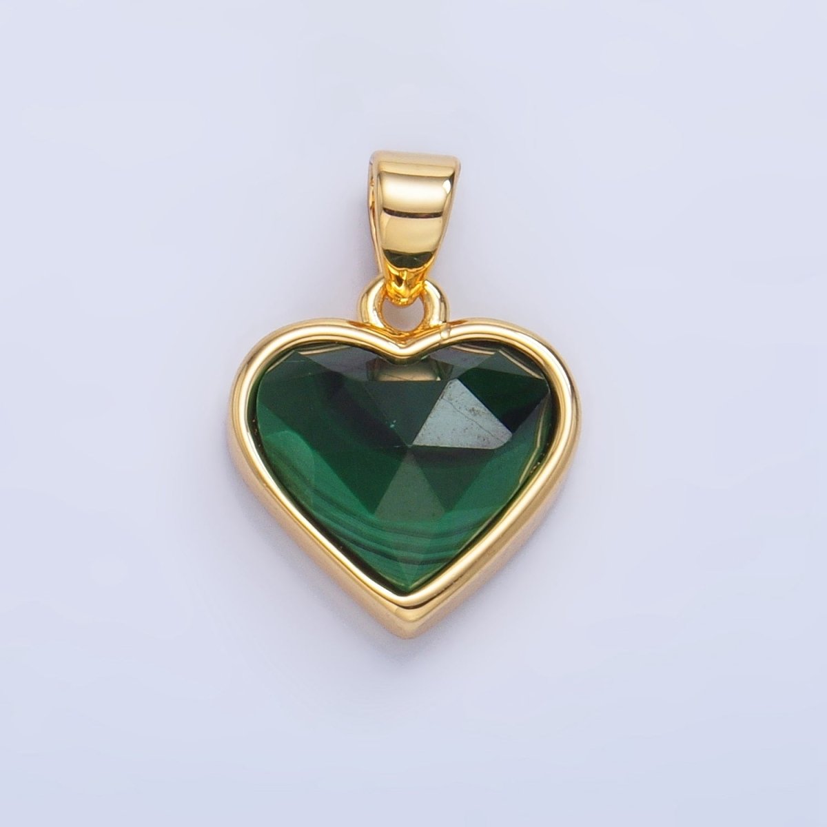 24K Gold Filled Multidimensional Gemstone Heart Bezel Pendant | AA1027 - AA1030