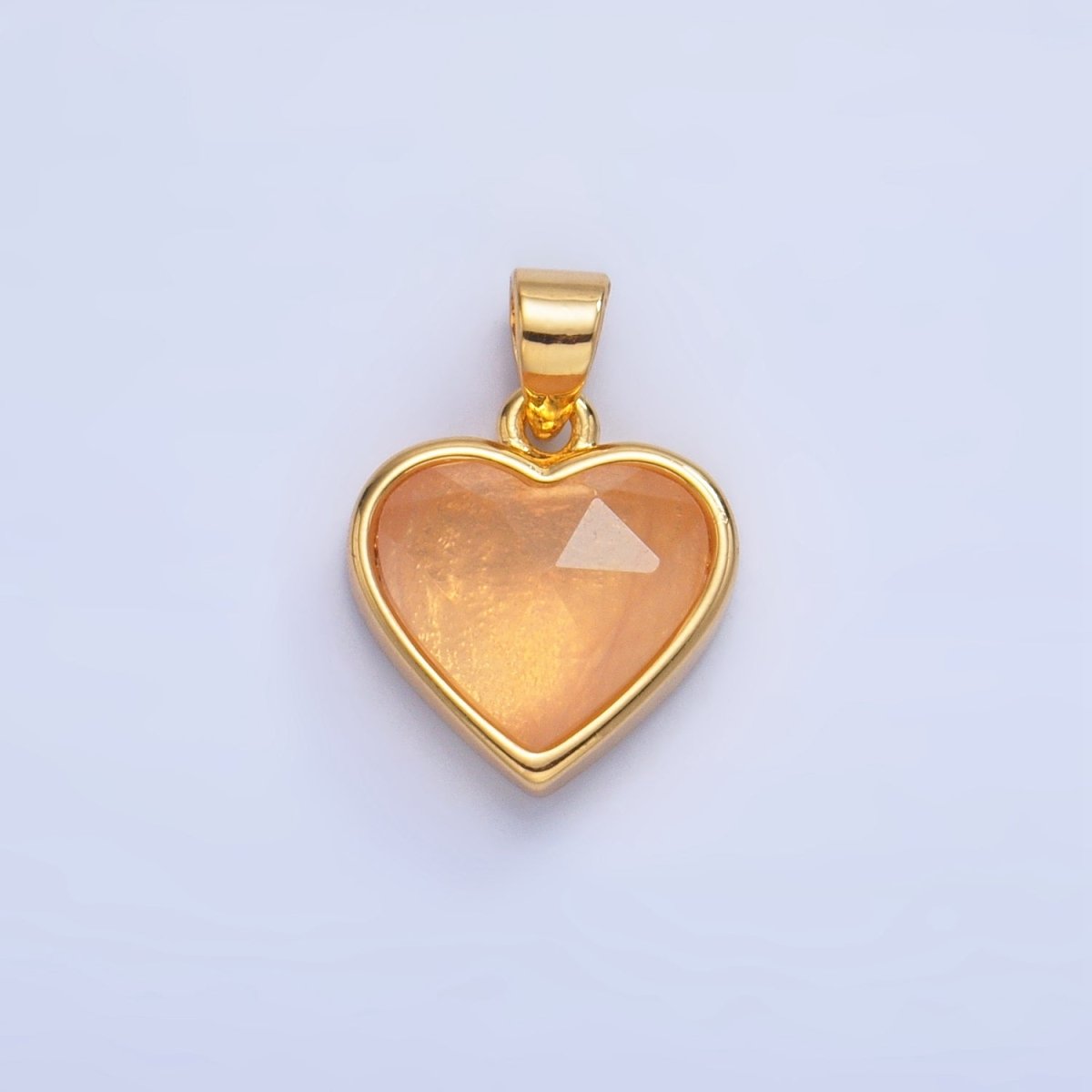 24K Gold Filled Multidimensional Gemstone Heart Bezel Pendant | AA1027 - AA1030