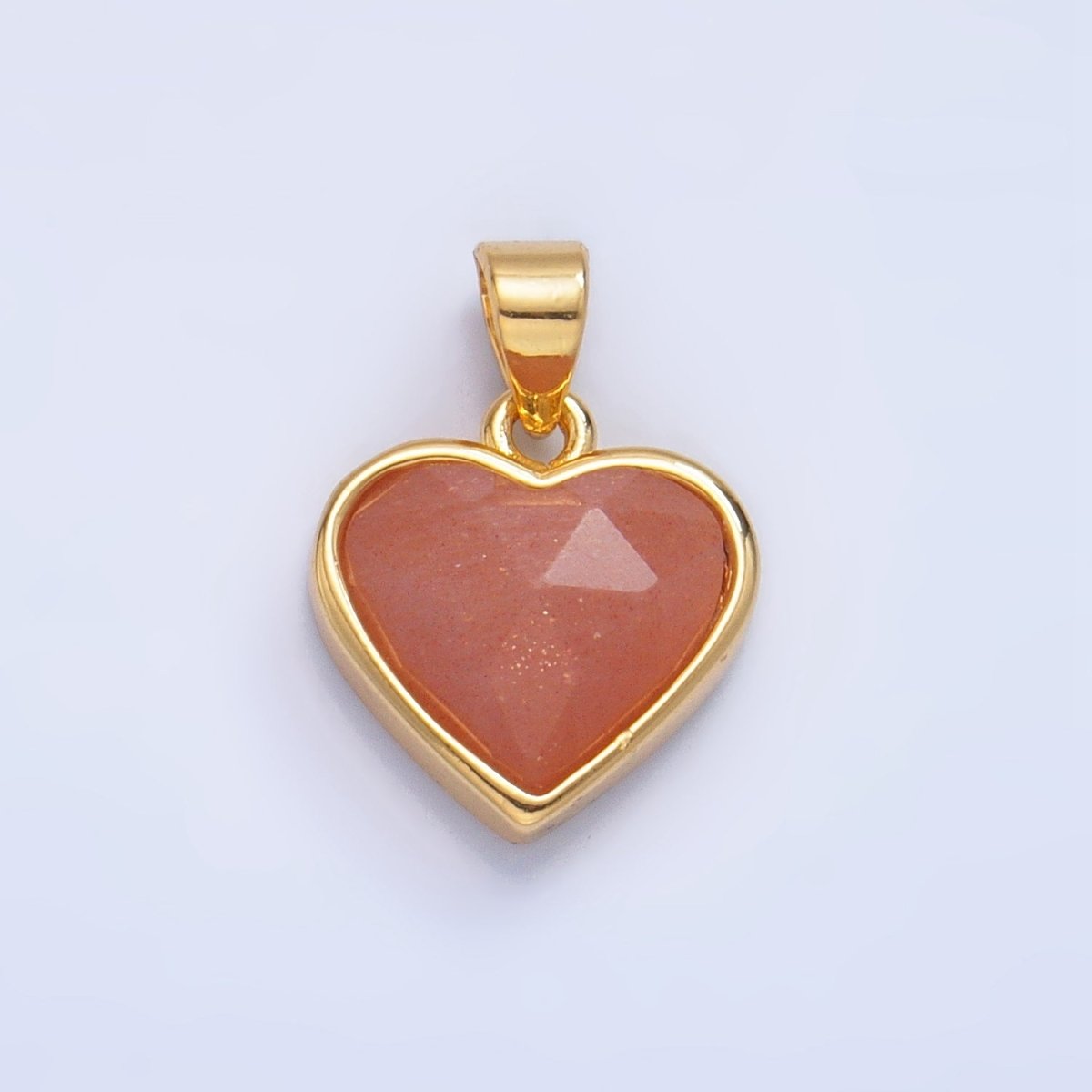 24K Gold Filled Multidimensional Gemstone Heart Bezel Pendant | AA1027 - AA1030