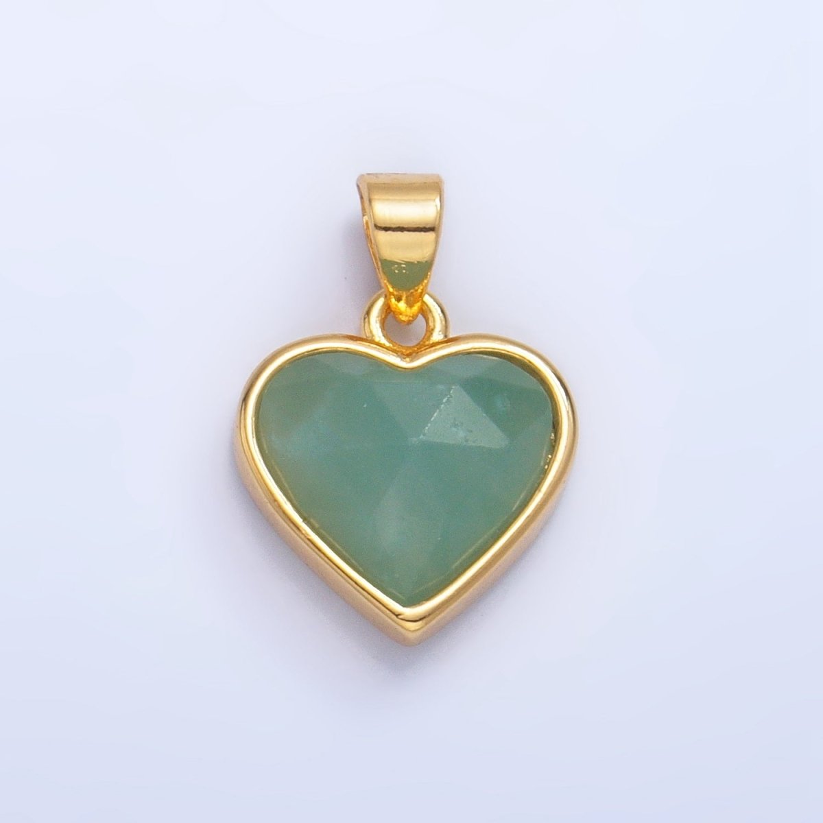 24K Gold Filled Multidimensional Gemstone Heart Bezel Pendant | AA1027 - AA1030