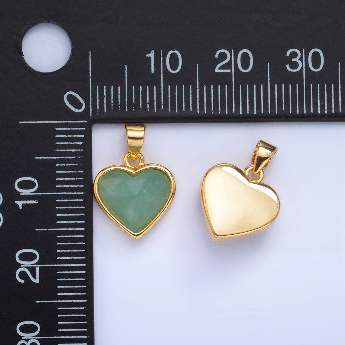 24K Gold Filled Multidimensional Gemstone Heart Bezel Pendant | AA1027 - AA1030