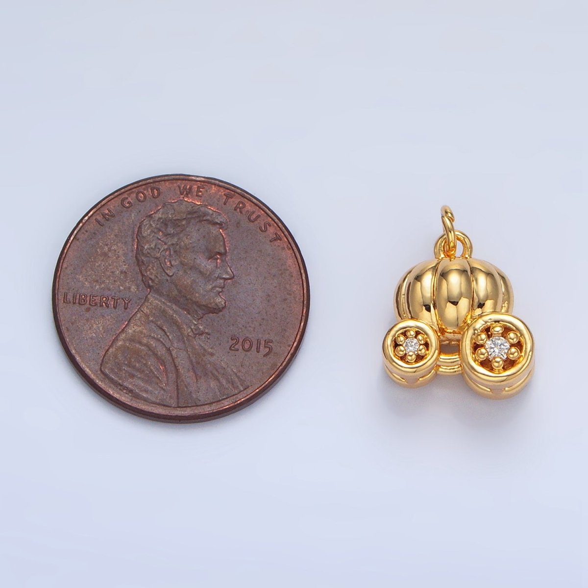 24K Gold Filled Multidimensional Pumpkin Carriage Vehicle Charm | X597 - DLUXCA