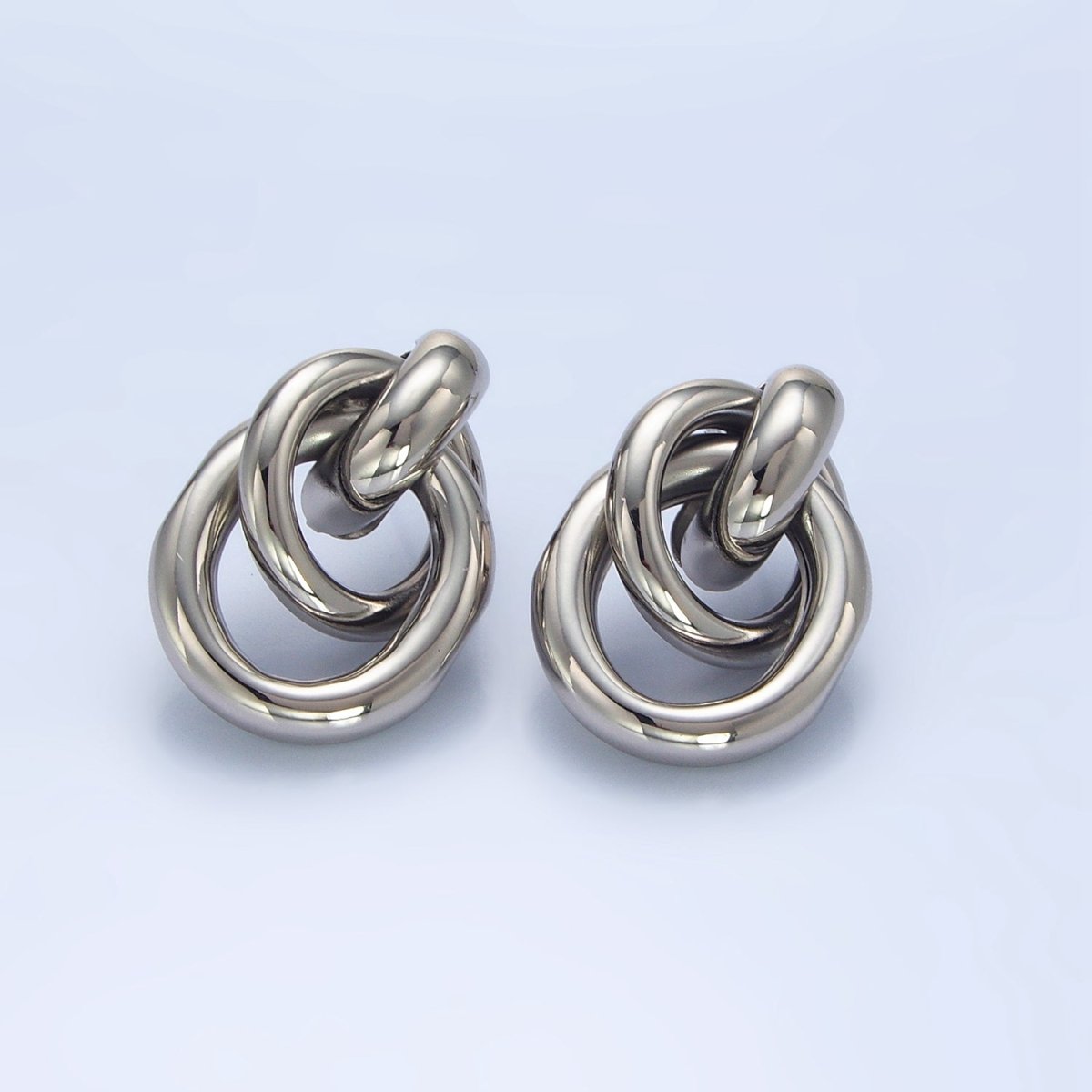 24K Gold Filled Multiple Band Drop Stud Earrings in Gold, Silver & Mixed Metal | AD697 AD698 AD699