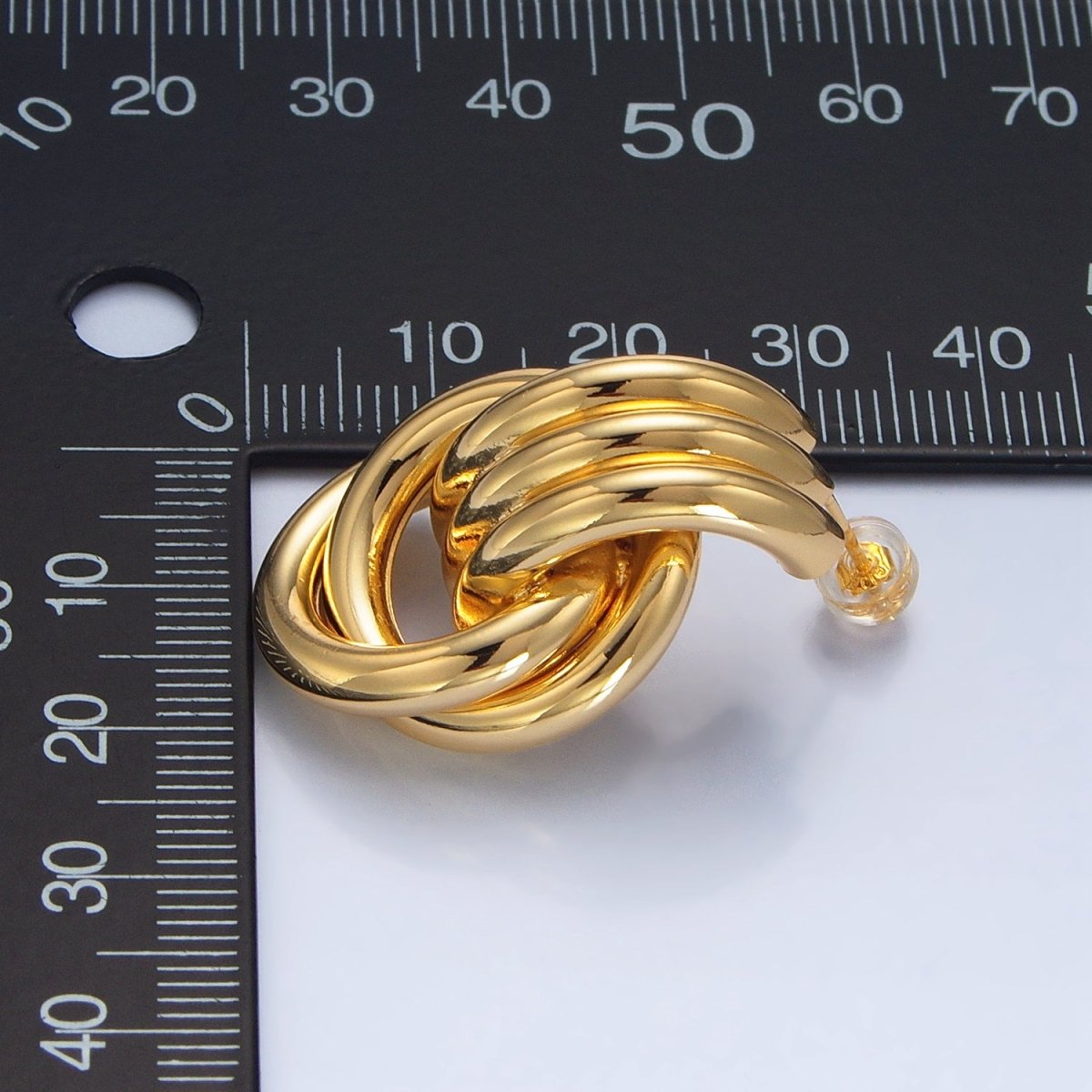 24K Gold Filled Multiple Circular Band Door Knocker Drop Stud Earrings in Gold, Silver & Mixed Metal | AD694 - AD696