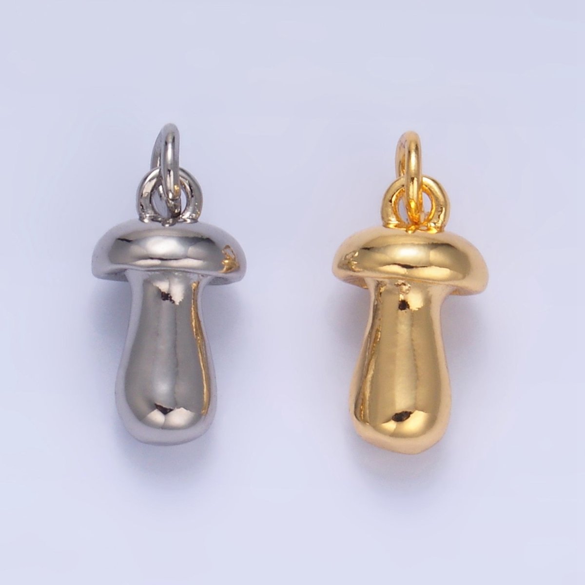 24K Gold Filled Mushroom Plant Multidimensional 3D Charm in Gold & Silver | W133