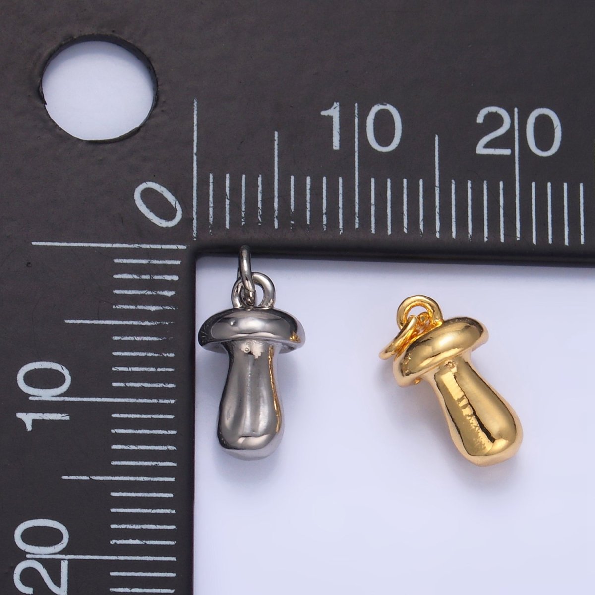 24K Gold Filled Mushroom Plant Multidimensional 3D Charm in Gold & Silver | W133