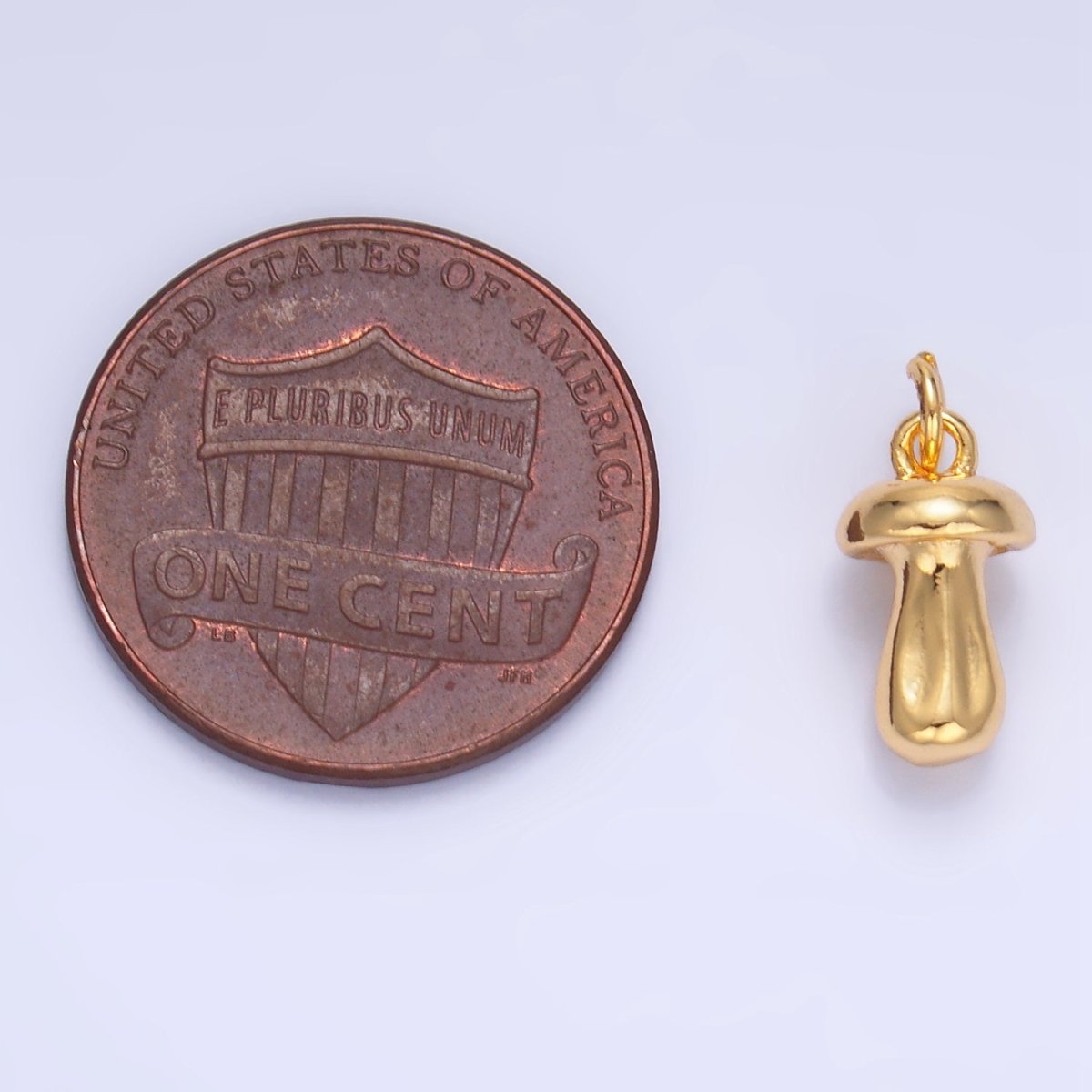 24K Gold Filled Mushroom Plant Multidimensional 3D Charm in Gold & Silver | W133