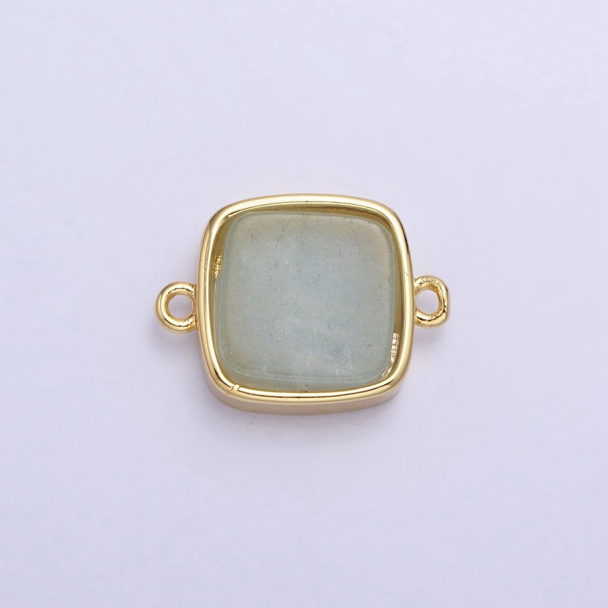24K Gold Filled Natural Gemstone Blue Agate, Rose Quartz, Amethyst Flat Square Charm Connector | Y-797 Y-798