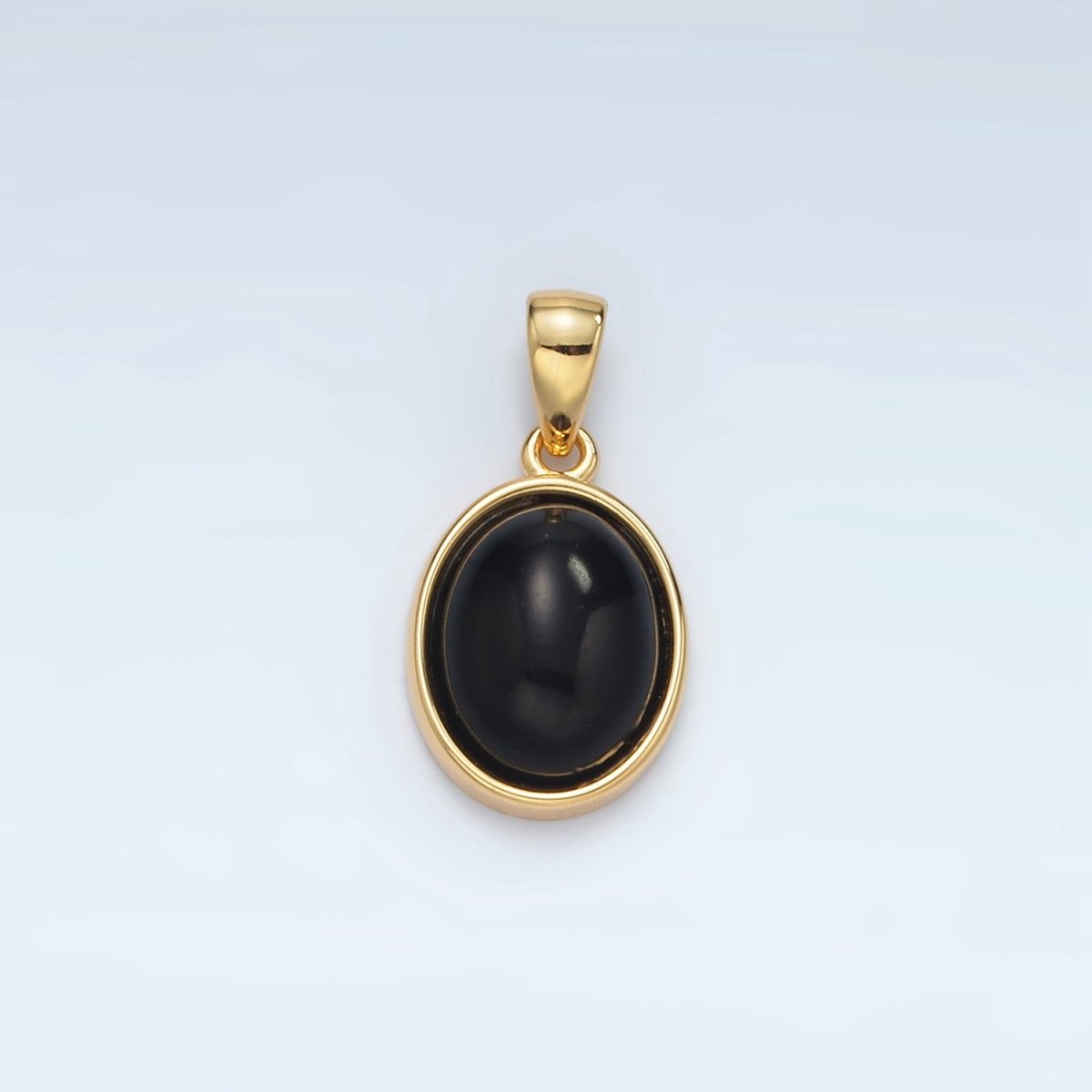 24K Gold Filled Natural Gemstone Oval Bezel Pendant | AA1395 - AA1401