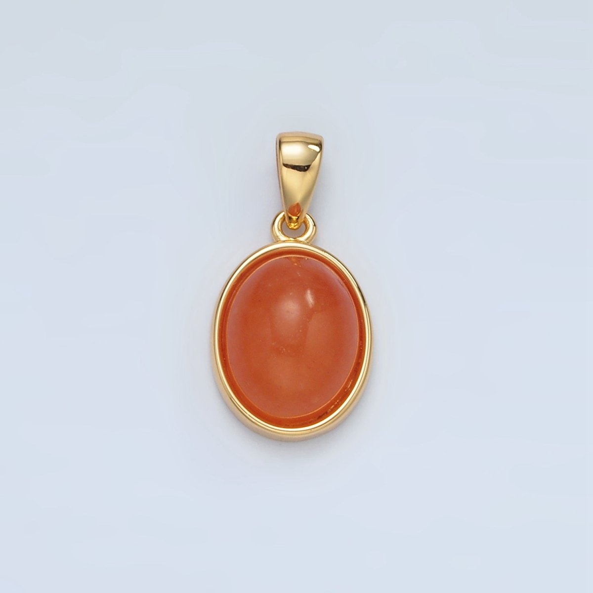 24K Gold Filled Natural Gemstone Oval Bezel Pendant | AA1395 - AA1401