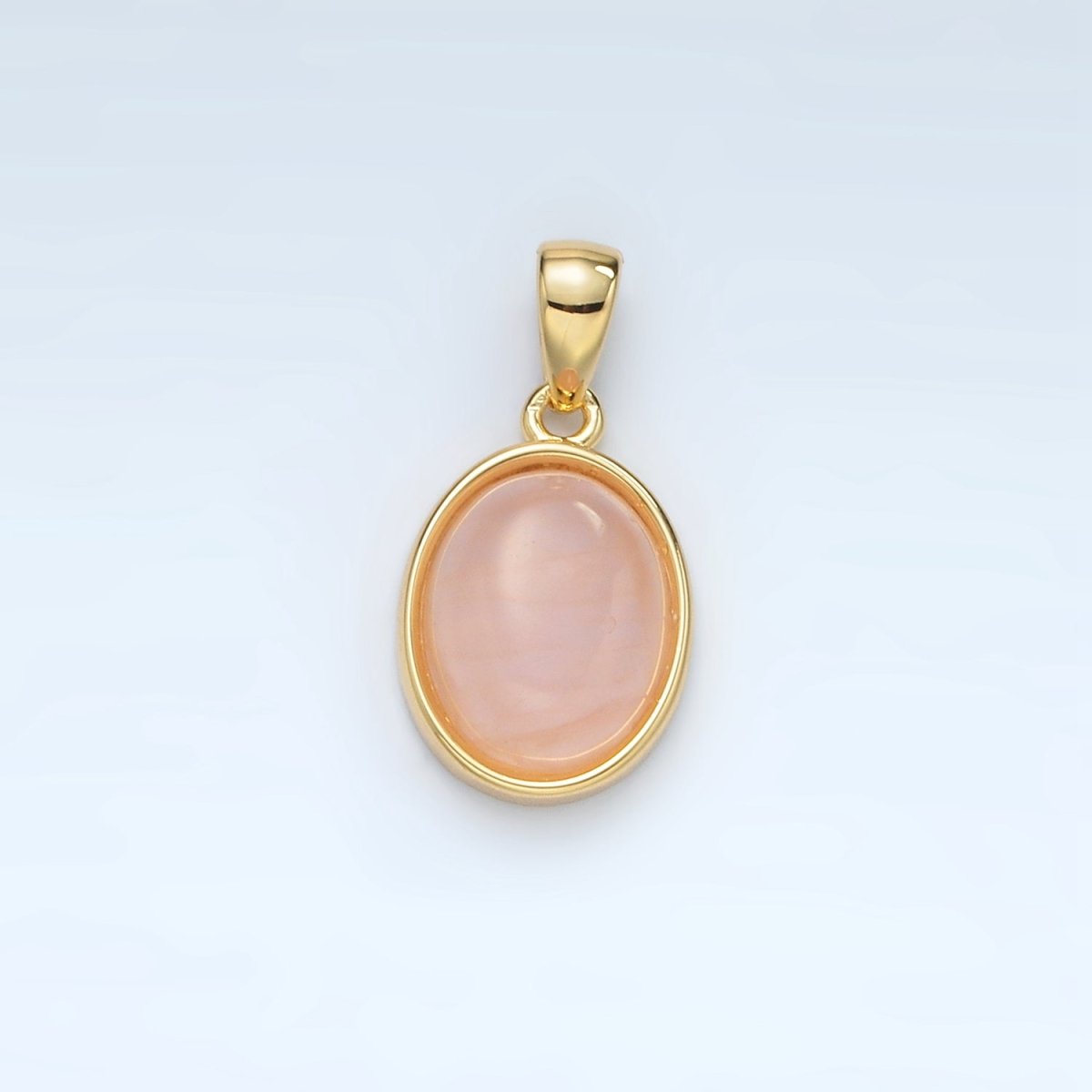 24K Gold Filled Natural Gemstone Oval Bezel Pendant | AA1395 - AA1401