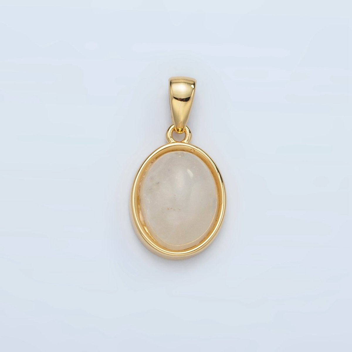 24K Gold Filled Natural Gemstone Oval Bezel Pendant | AA1395 - AA1401