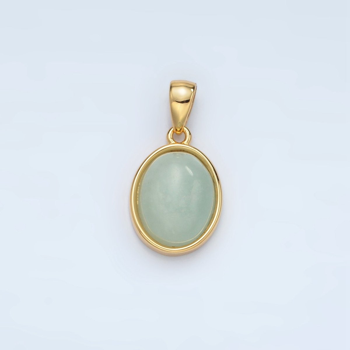 24K Gold Filled Natural Gemstone Oval Bezel Pendant | AA1395 - AA1401