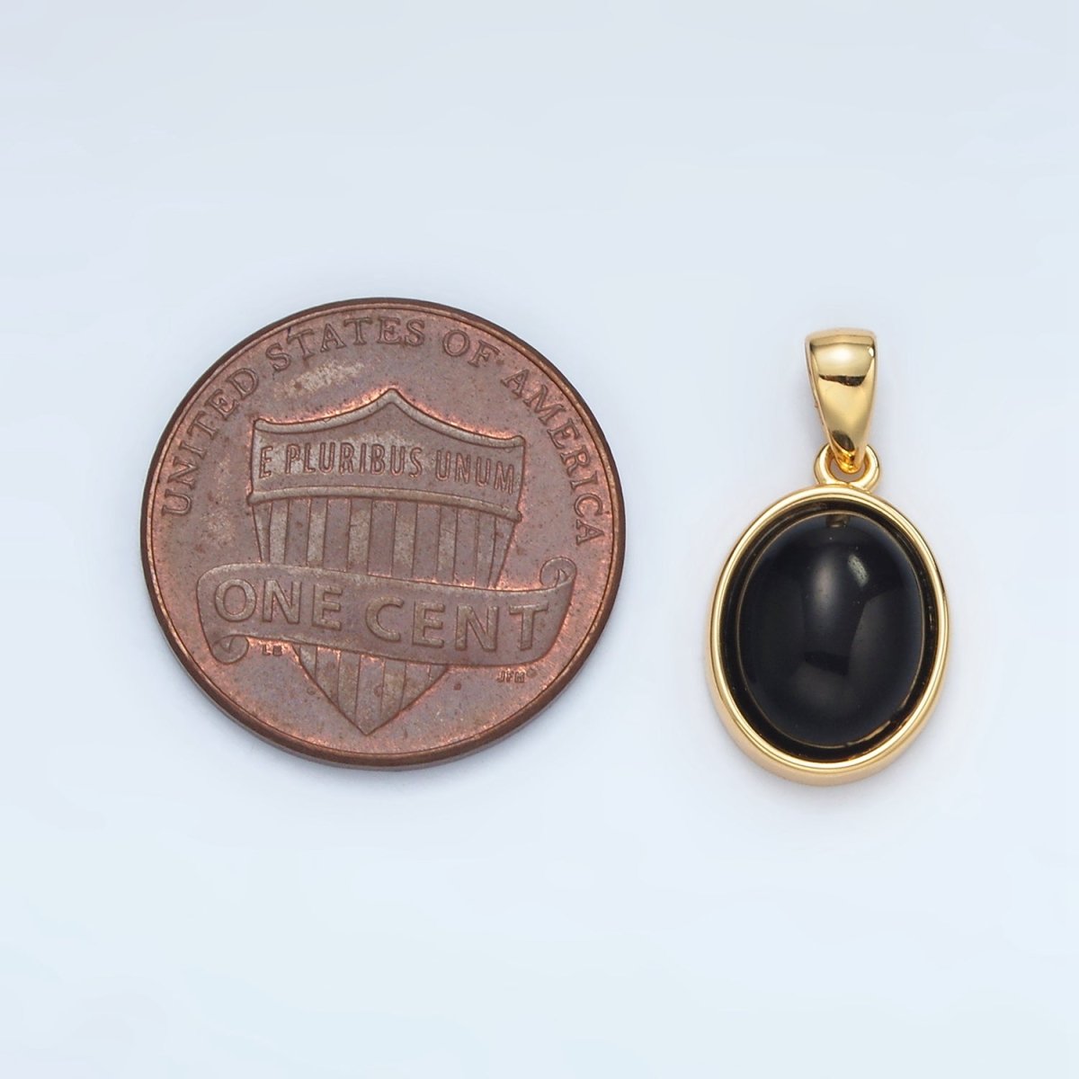 24K Gold Filled Natural Gemstone Oval Bezel Pendant | AA1395 - AA1401