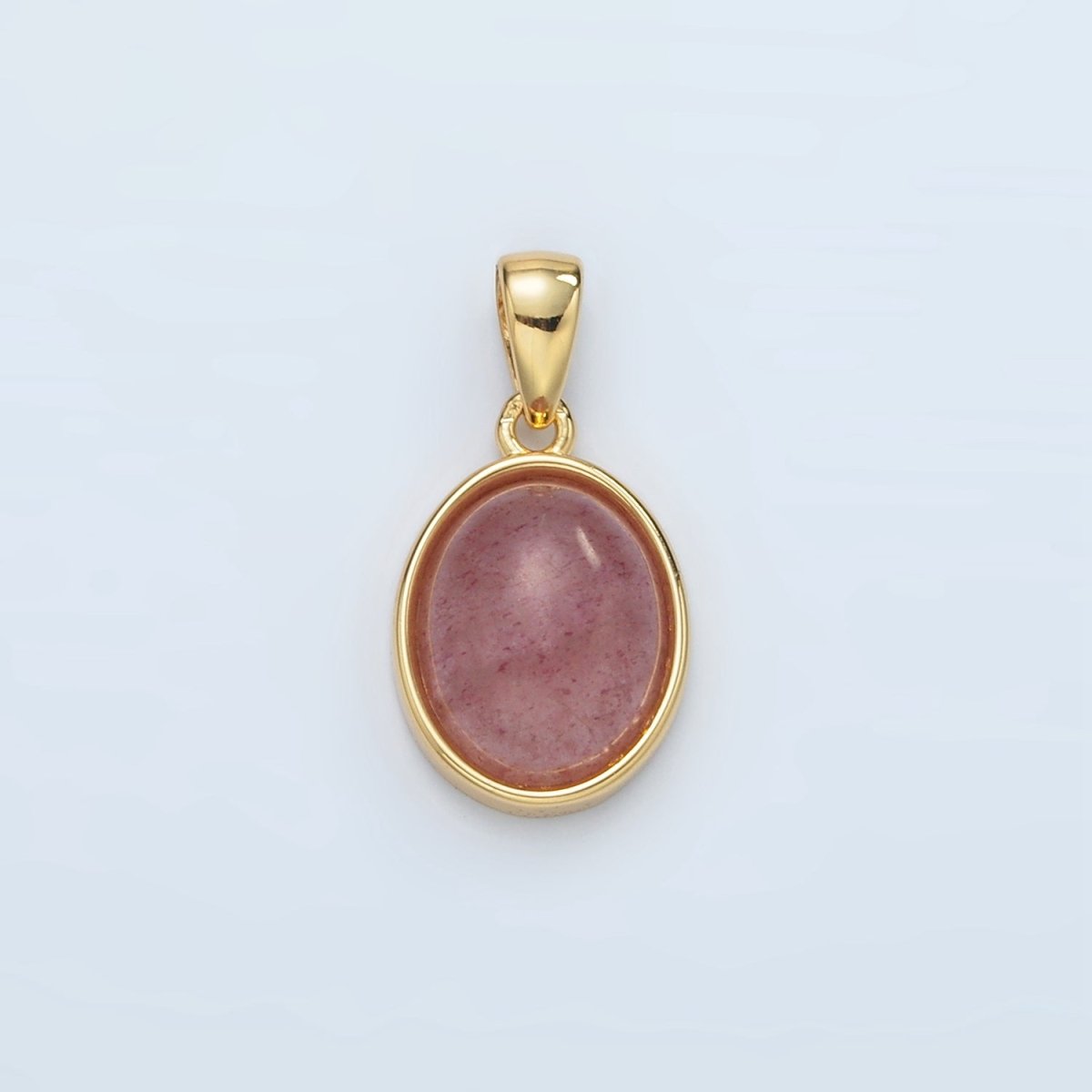 24K Gold Filled Natural Gemstone Oval Bezel Pendant | AA1395 - AA1401