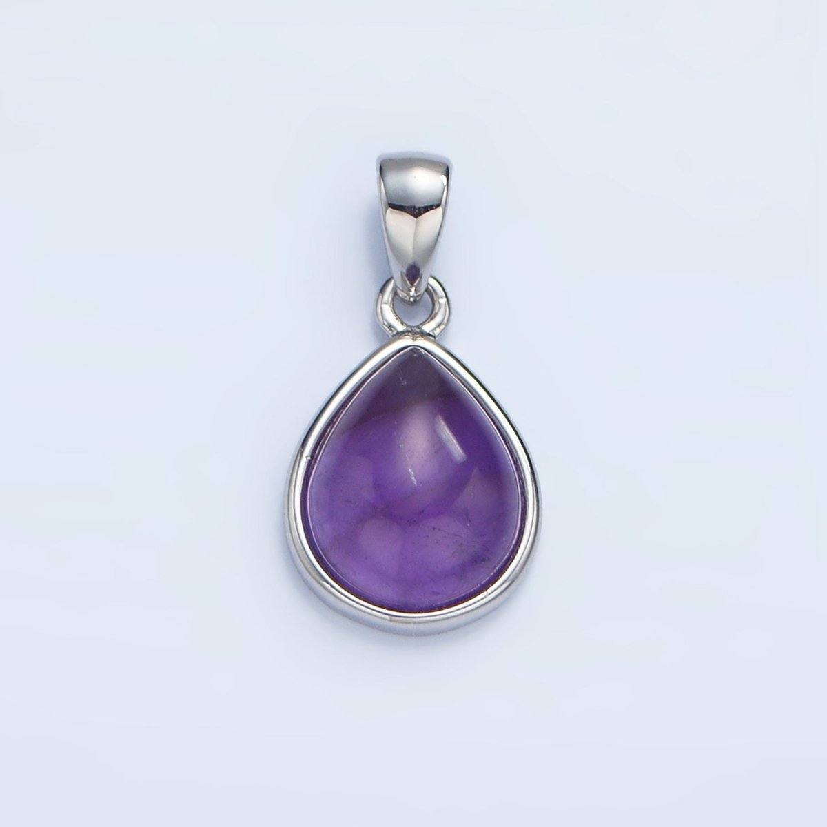 24K Gold Filled Natural Gemstone Teardrop Bezel Pendant in Gold & Silver | AA953 - AA964