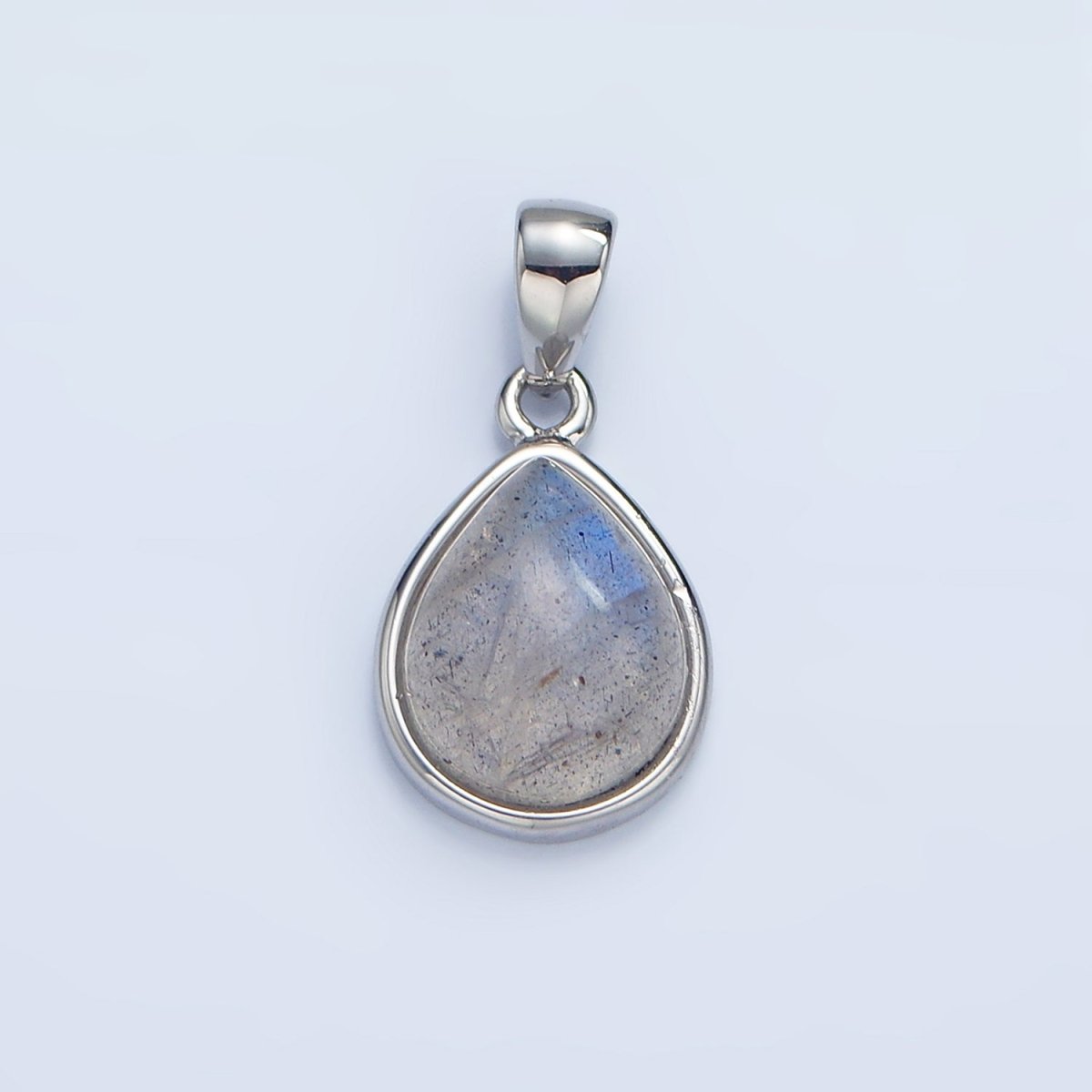24K Gold Filled Natural Gemstone Teardrop Bezel Pendant in Gold & Silver | AA953 - AA964