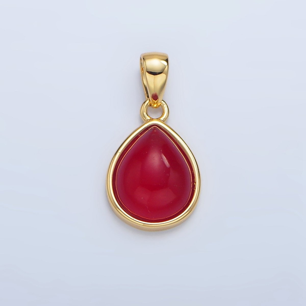 24K Gold Filled Natural Gemstone Teardrop Bezel Pendant in Gold & Silver | AA953 - AA964