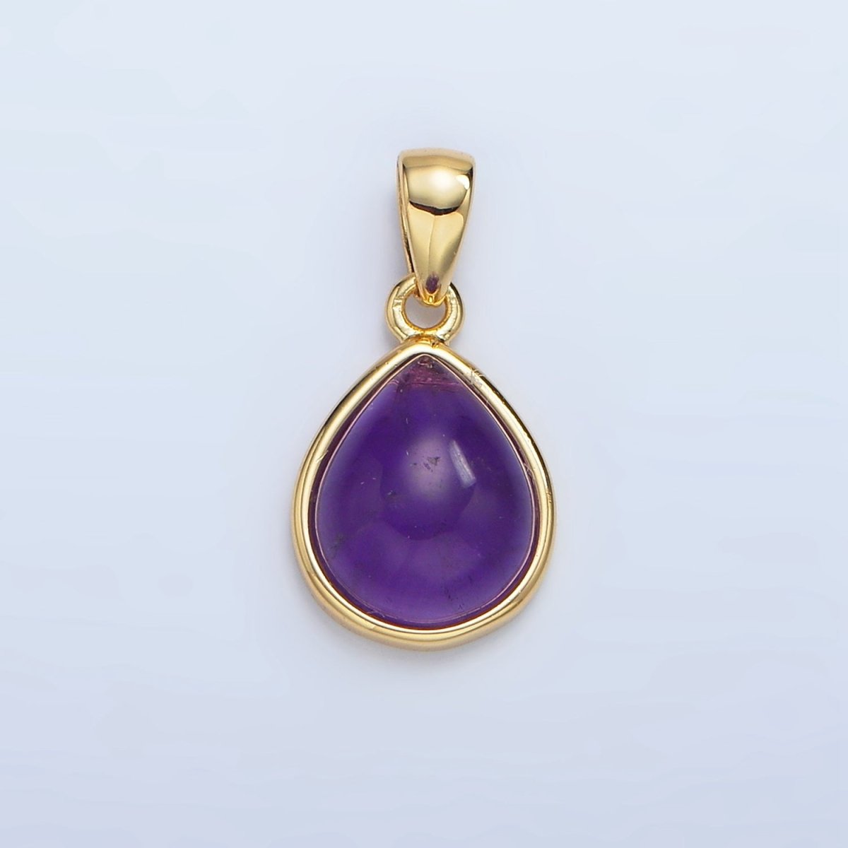 24K Gold Filled Natural Gemstone Teardrop Bezel Pendant in Gold & Silver | AA953 - AA964
