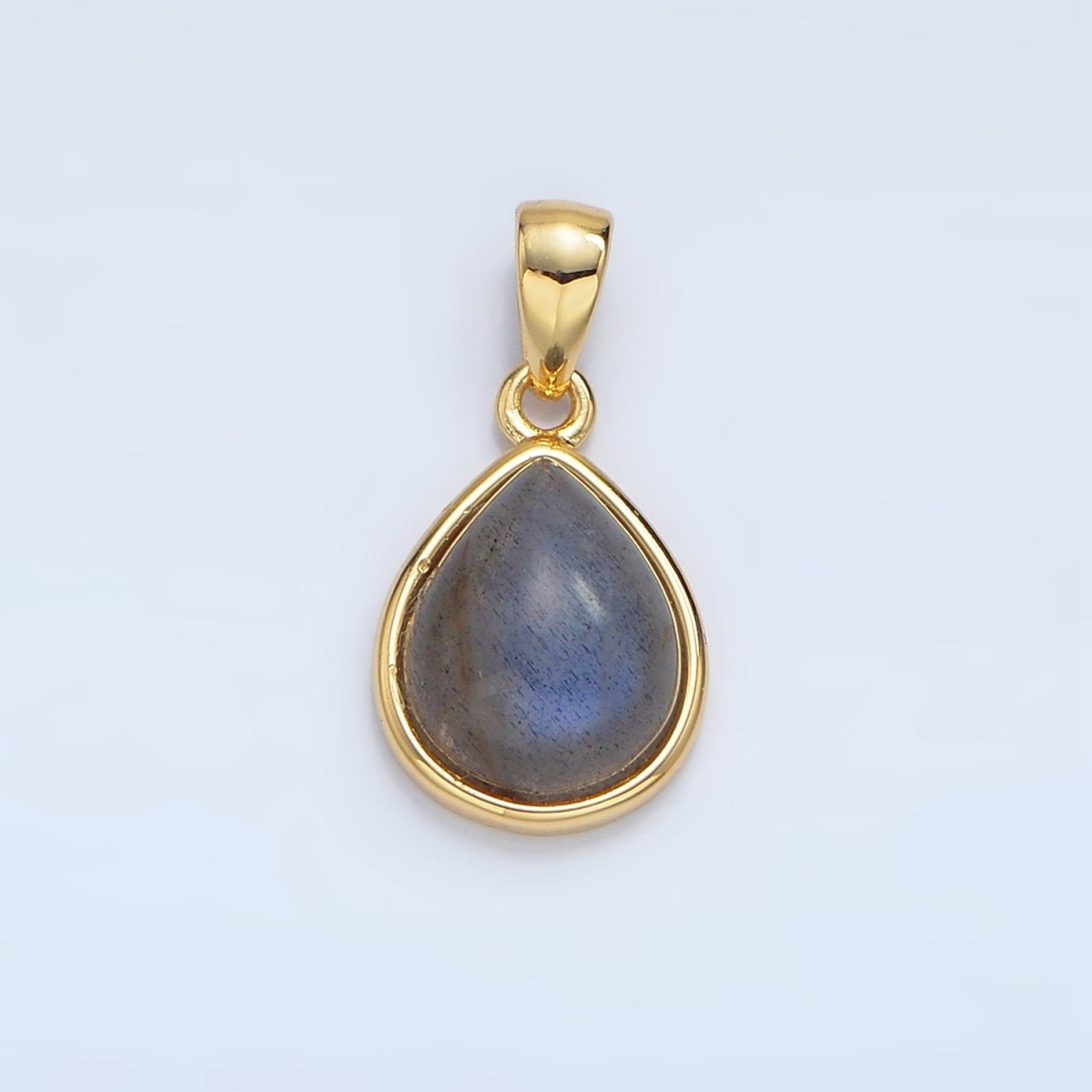 24K Gold Filled Natural Gemstone Teardrop Bezel Pendant in Gold & Silver | AA953 - AA964