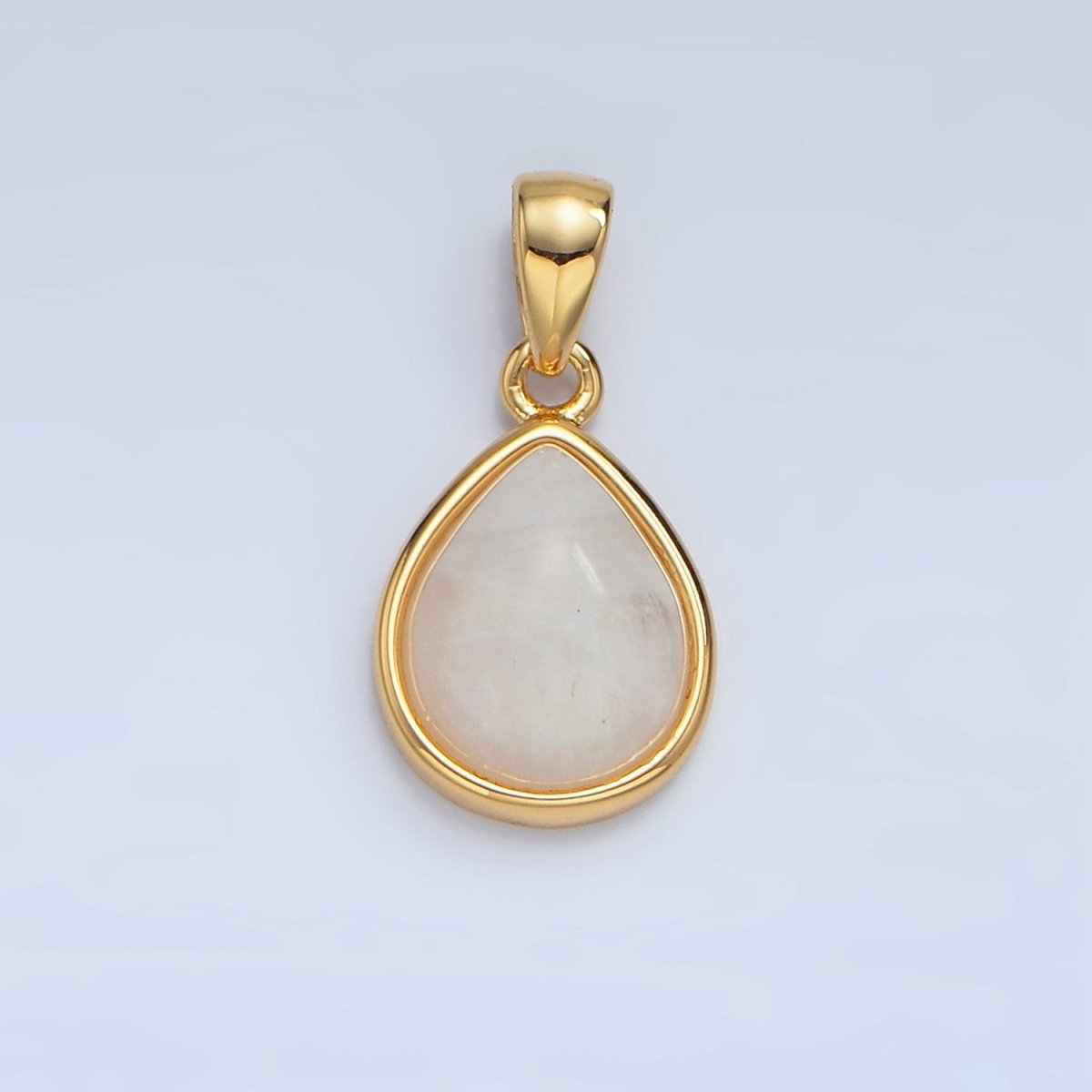 24K Gold Filled Natural Gemstone Teardrop Bezel Pendant in Gold & Silver | AA953 - AA964