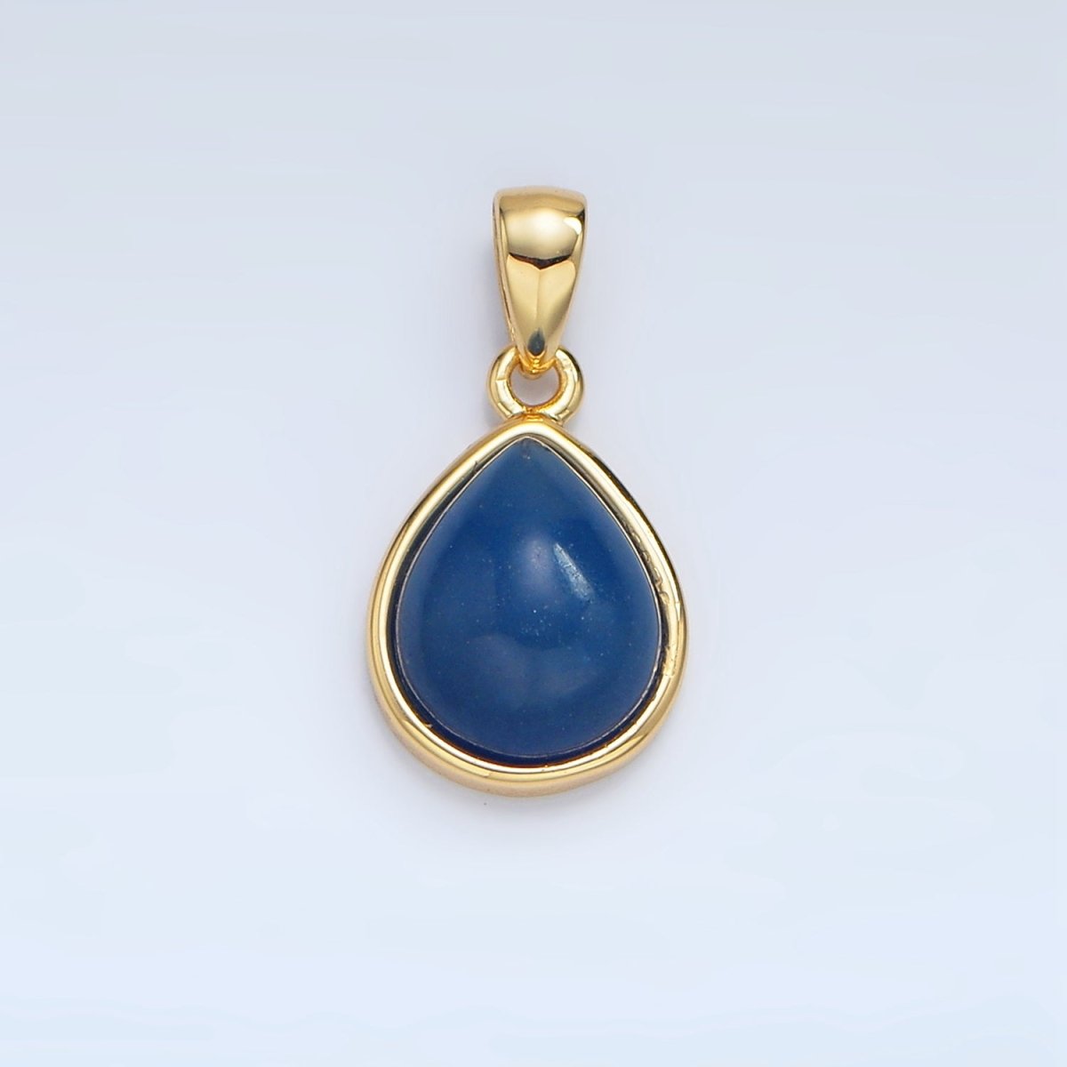 24K Gold Filled Natural Gemstone Teardrop Bezel Pendant in Gold & Silver | AA953 - AA964