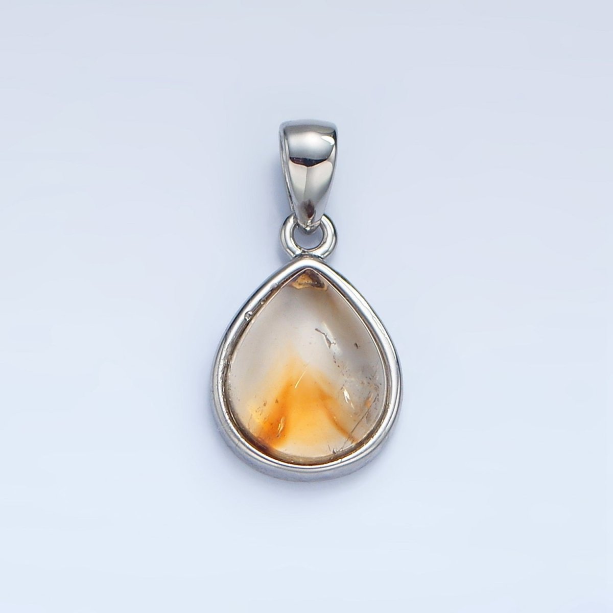 24K Gold Filled Natural Gemstone Teardrop Bezel Pendant in Gold & Silver | AA953 - AA964