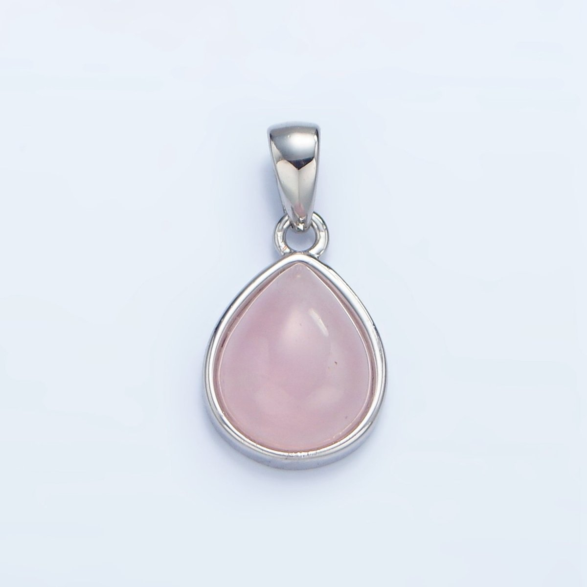 24K Gold Filled Natural Gemstone Teardrop Bezel Pendant in Gold & Silver | AA953 - AA964
