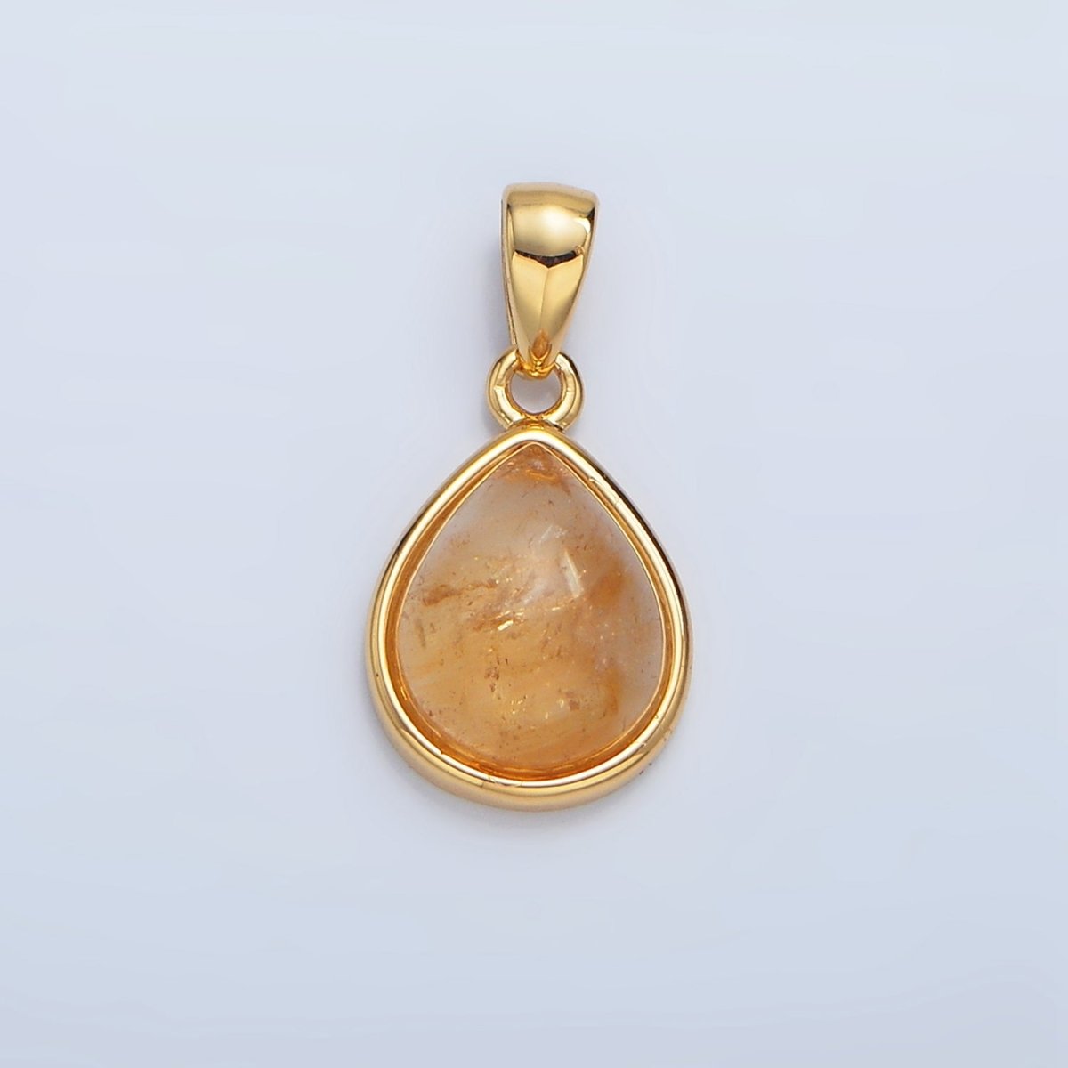 24K Gold Filled Natural Gemstone Teardrop Bezel Pendant in Gold & Silver | AA953 - AA964