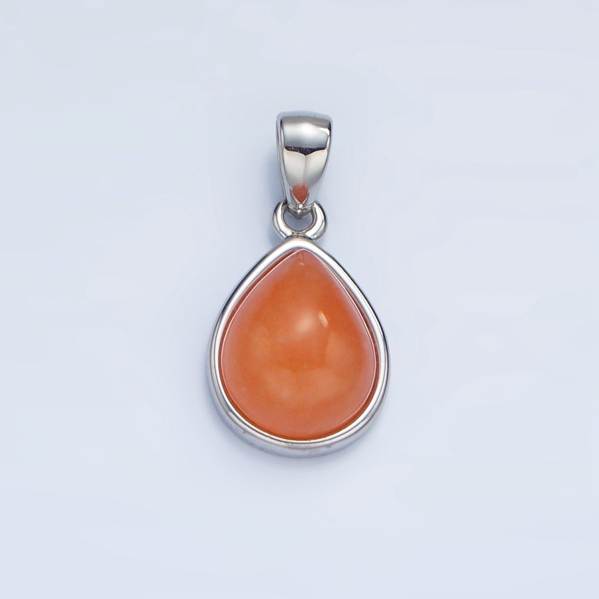 24K Gold Filled Natural Gemstone Teardrop Bezel Pendant in Gold & Silver | AA953 - AA964