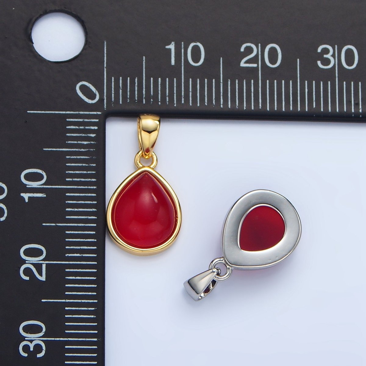 24K Gold Filled Natural Gemstone Teardrop Bezel Pendant in Gold & Silver | AA953 - AA964