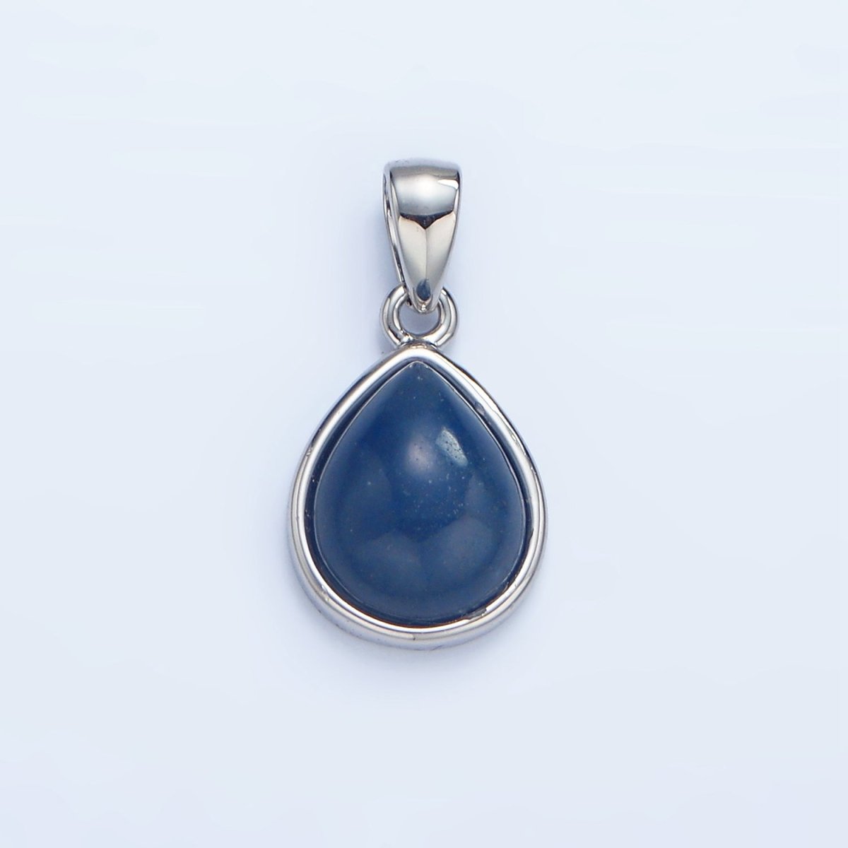 24K Gold Filled Natural Gemstone Teardrop Bezel Pendant in Gold & Silver | AA953 - AA964