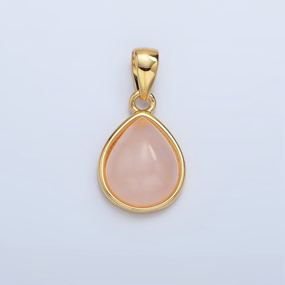 24K Gold Filled Natural Gemstone Teardrop Bezel Pendant in Gold & Silver | AA953 - AA964